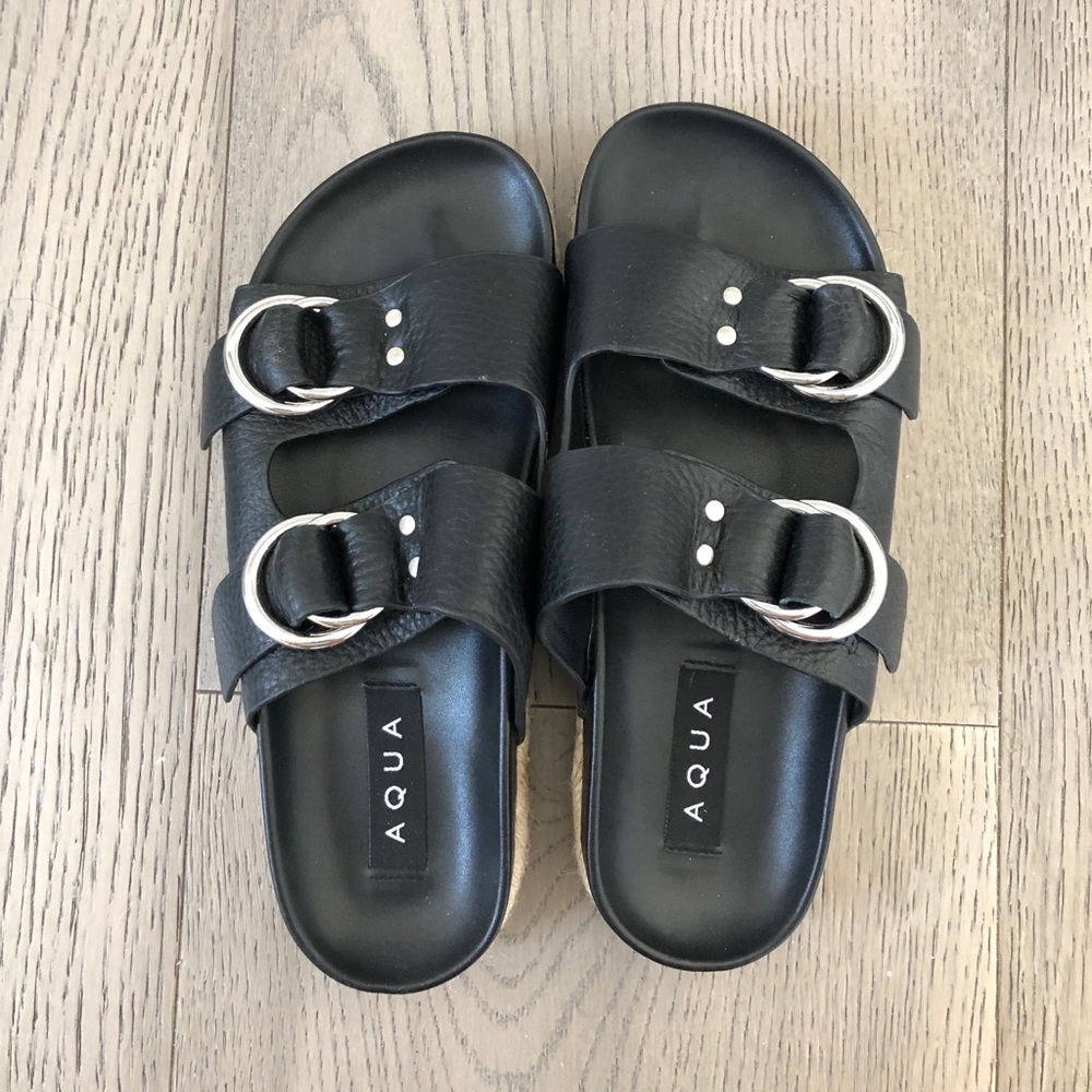 Double strap slip on sandals